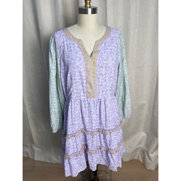ROLLER RABBIT Ismay Naema Dress Sz L Pastel Colorblock - Picture 3 of 10